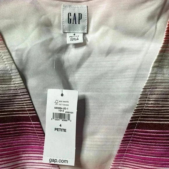 GAP Linen-Cotton Blend Striped Sleeveless Pink Ombre Midi Dress Size 4P - Picture 6 of 7